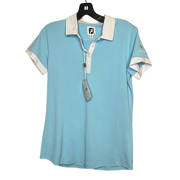 Foot Joy Short Sleeve Blue Colorblock Golf Club of Houston Polo Shirt Size Small - Picture 1 of 8